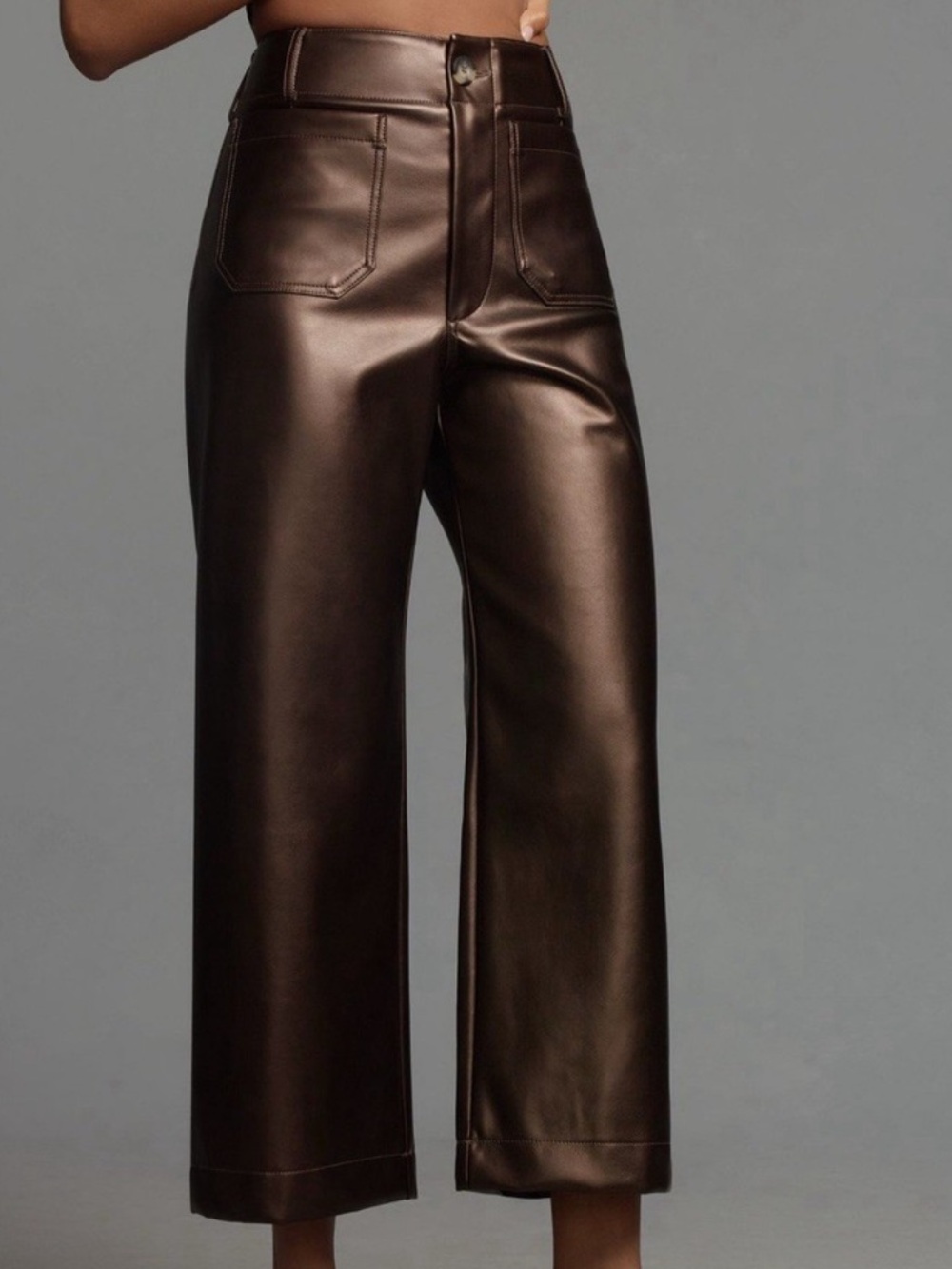 Maeve The Colette Faux Leather Wide Leg Cropped Pants Size 26